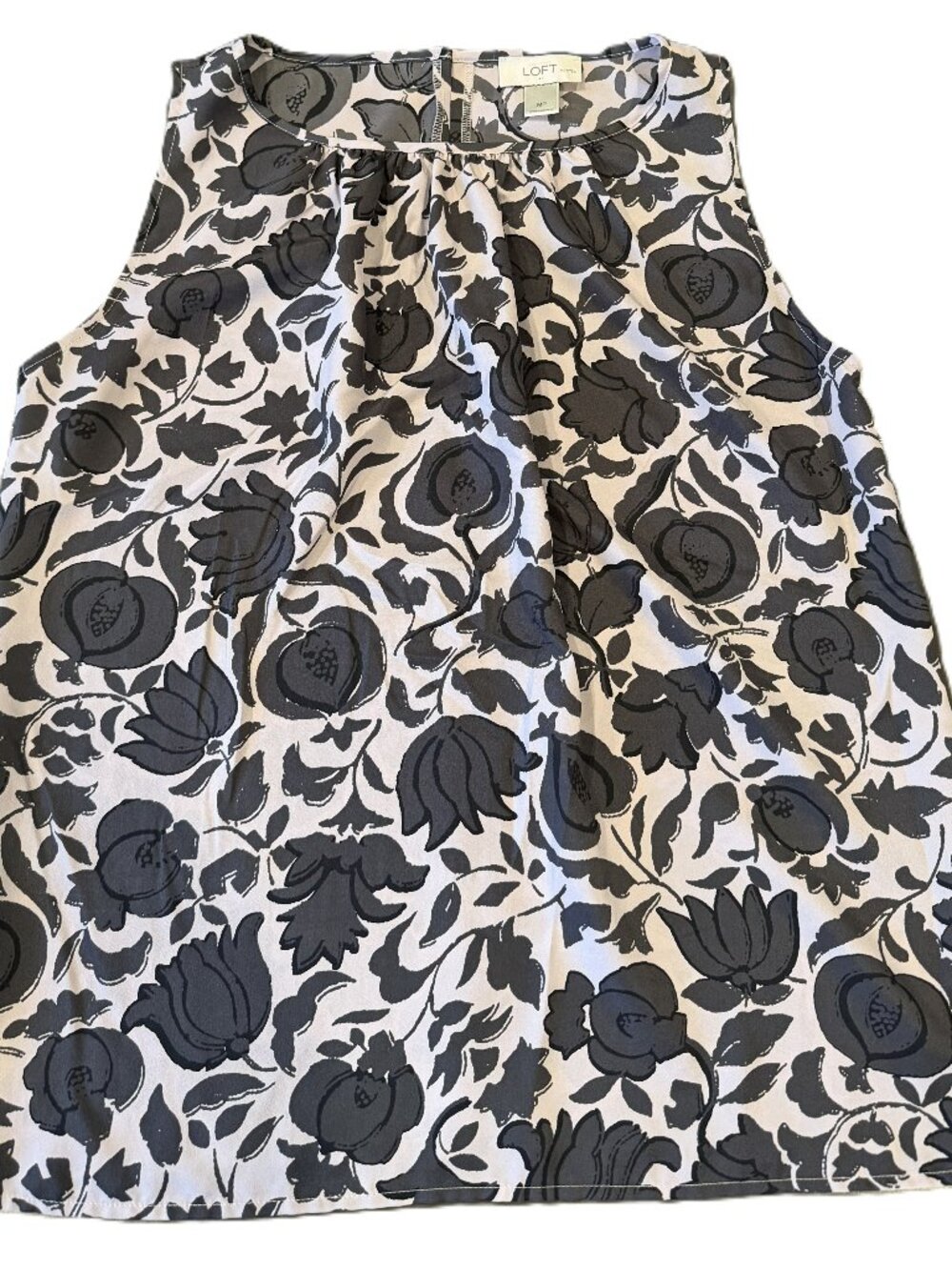 Ann Taylor LOFT Women’s Gray Floral Print Sleeveless Blouse Size MP